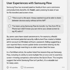User Feedback on Samsung Flow: Real Reddit Insights